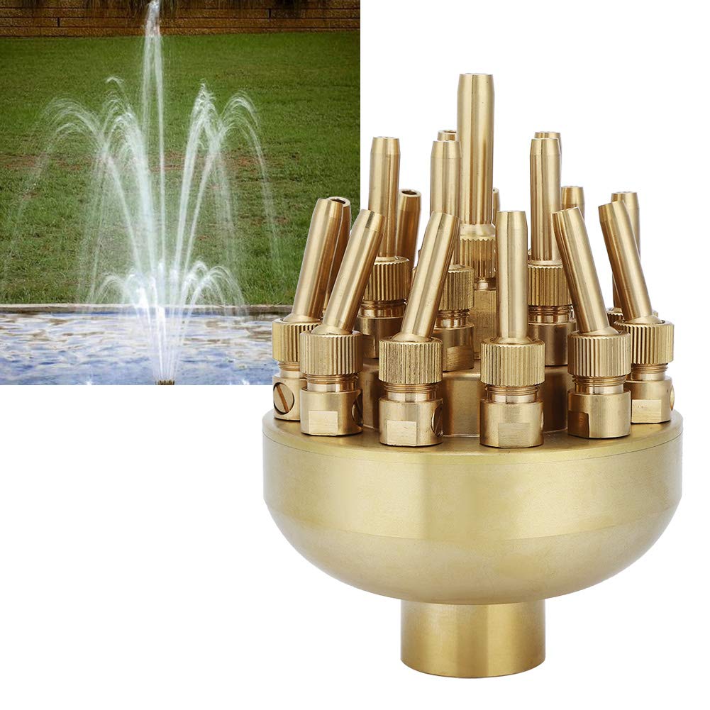 AMONIDA Irrigatore a Spruzzo con Ugello per Fontana Regolabile a 3 Livelli DN25 da 1 Pollice per Laghetto da Giardino Decorazioni per Paesaggi Acquatici in Rame 16x11x11 Cm