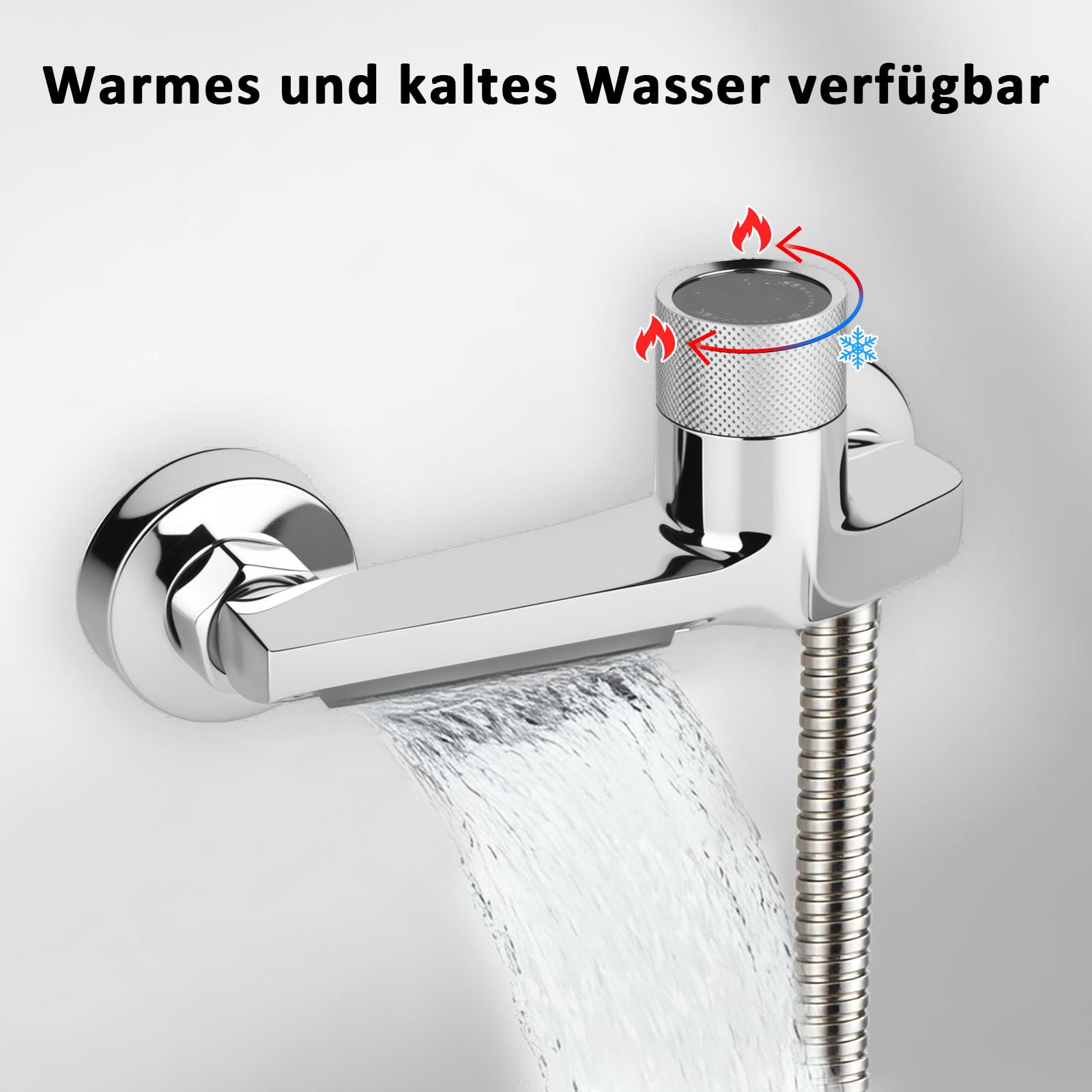 Grifo de bañera cascada con termostato de 2 salidas, grifo de ducha con botón de seguridad, grifo mezclador para bañera y ducha, montaje en pared, grifería para bañera y baño, cromado