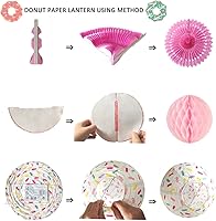 Vista 5 de Aiminjey 15 piezas de decoración de fiesta de cumpleaños en forma de dona colgantes, faroles de papel para abanicos de papel, bola de panal