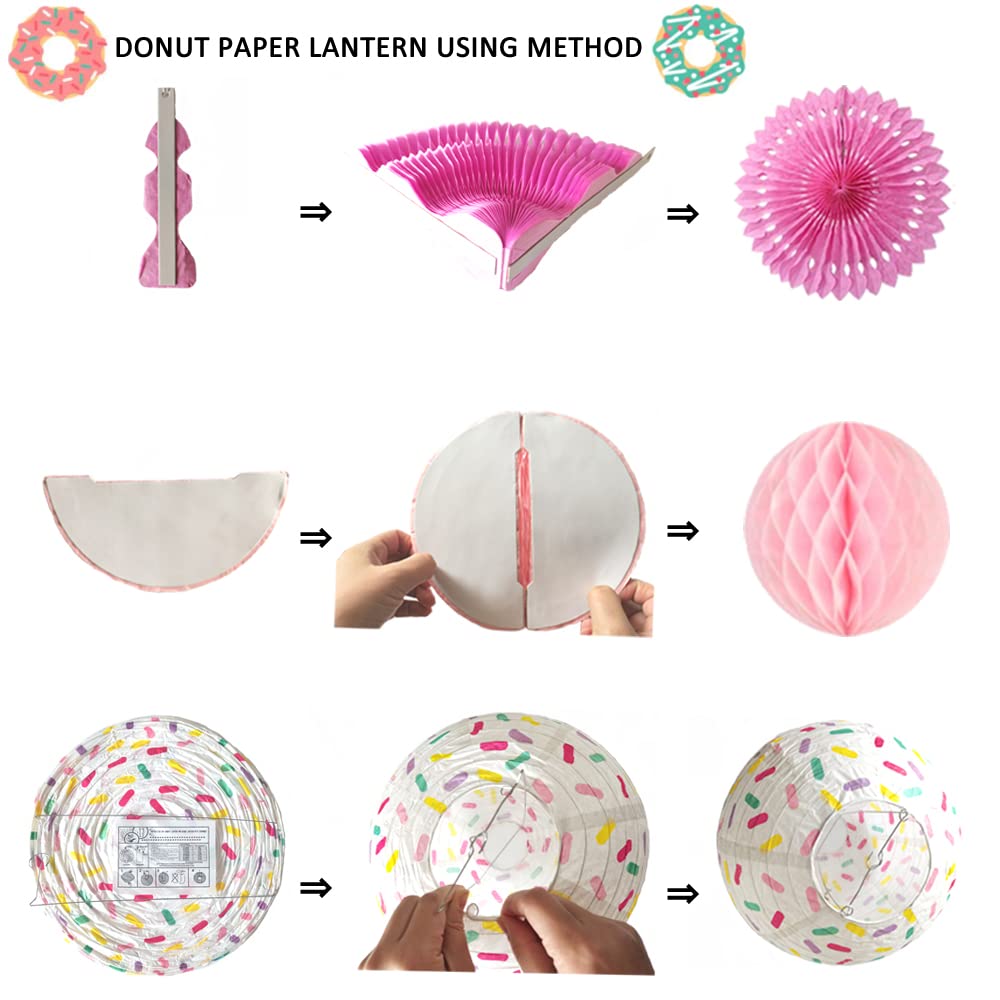 Donut Birthday Party Decorations, Donut Party Supplies Donut Lanterns Party Paper...