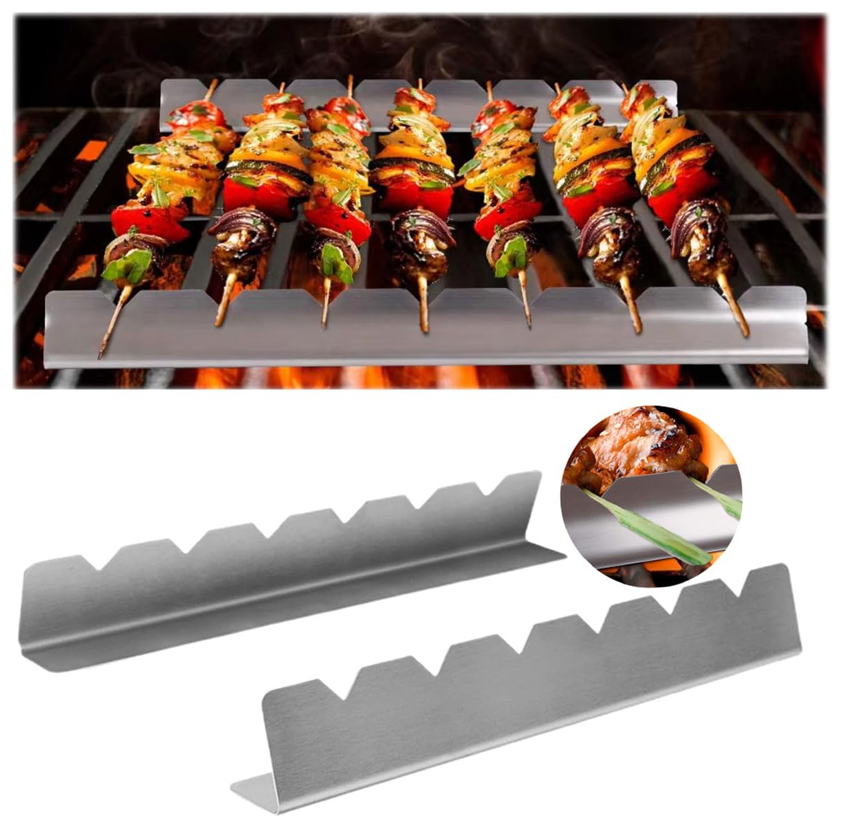 Westmark Supporto Per Spiedini BBQ - 7 Pezzi In Acciaio Inox Per Grigliate - Foto 4
