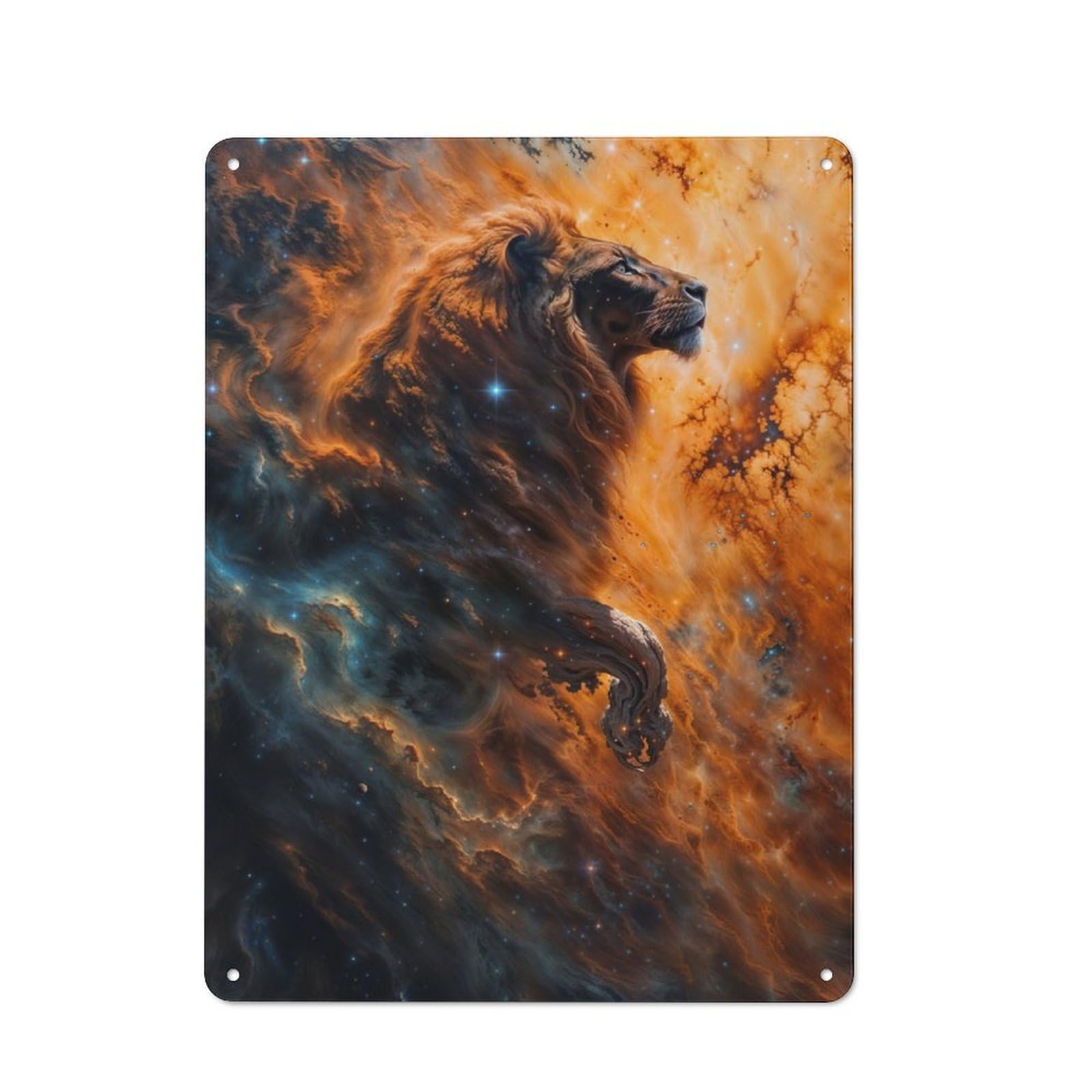 Junmoney Cosmic Nebula Lion Metal Sign 40X30cm With For Hallway Wall, Retro Decor, Suited To New Home Decorators