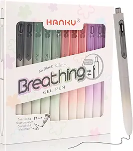 Gel Pens, 0.5mm Fine Tip Bible Pens No Bleed Through, Quick Drying, Smooth Writing, 12 Pack Retractable Black Ink Fine Point Cute Pen for Journaling, Writing, School Office Supplies