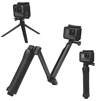 Boltove 3-Way Monopod Grip Arm Tripod Foldable Selfie Stick, Stabilizer Mount Holder for GoPro Hero 9/8/7/6/5, SJCAM SJ6, SJ7, SJ5000, Yi and All Action Cameras
