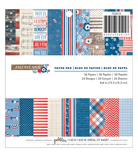 Pebbles 36-Sheet Americana Paper Pad, 6 by 6-Inch