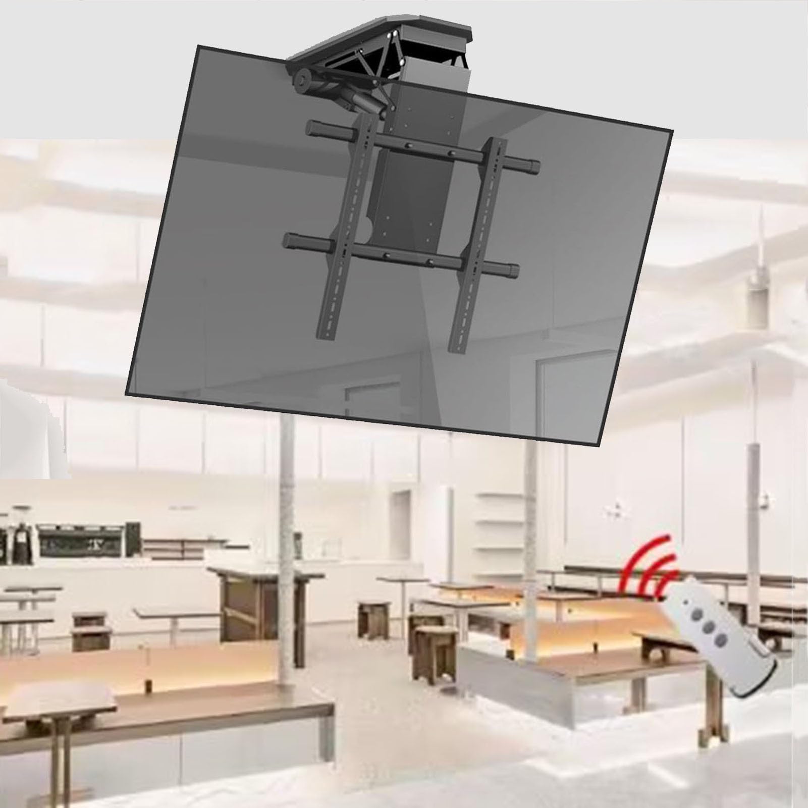 Soporte de TV motorizado para Techo, Elevador de TV Oculto, Soporte de Pared para TV, abatible de 0 a 85°, Soporte de Techo motorizado para TV, Compatible con televisore