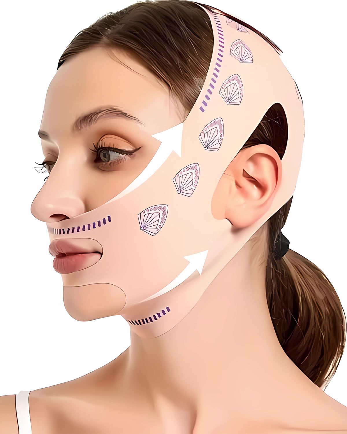 Face Bands,V Line Lifting Mask,Face Contouring Sleeping Mask Chin Reducer（Pink）