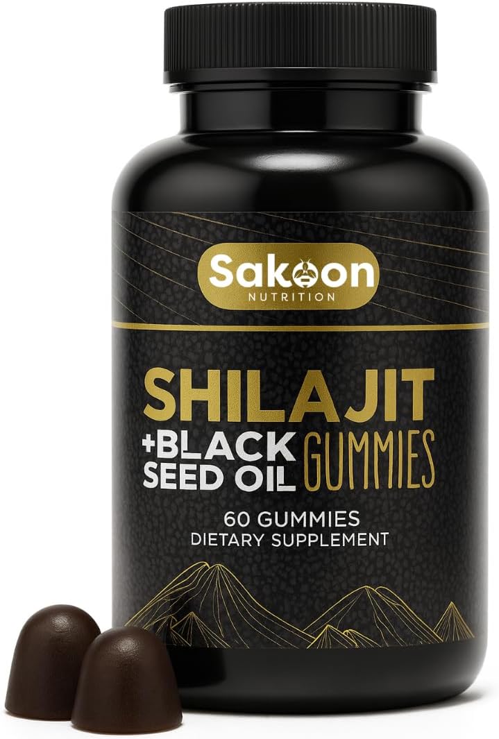 Product image of Pure Shilajit Gummies for Men & Women, Shilajit with Black Seed Oil, High Potency Pure Himalayan Resin for Energy, Immune Support, and Cognitive Function, Lab Tested Chewables