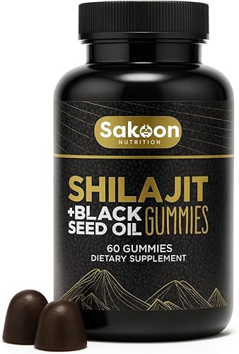 Gomitas de suplemento Shilajit puro con aceite de semilla negra, resina pura del Himalaya de alta potencia para energía, apoyo inmunológico y