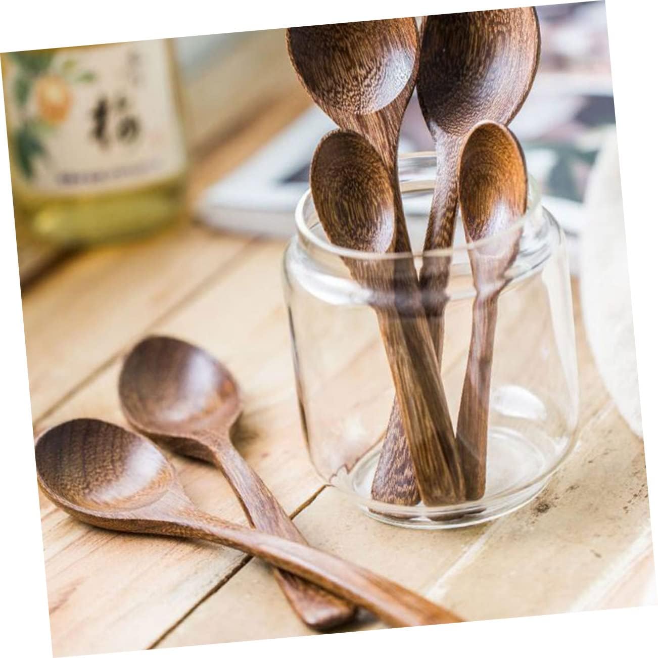 Wooden Teaspoon 15 Pcs Japanese Dinnerware Set Cutlery Set Mini Wooden Spoons Demitasse Spoon Wooden Teaspoon Spoon for Dessert Household Wood Spoon Dessert Spoon Tablespoon