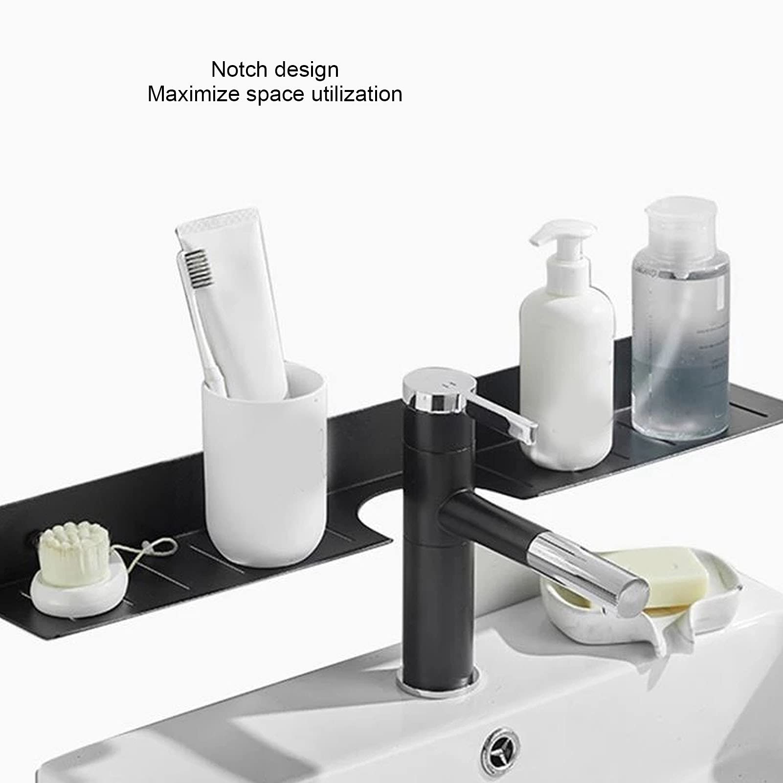Mensola da Bagno da 60 Cm, Resistente Alla Ruggine, Senza Trapano