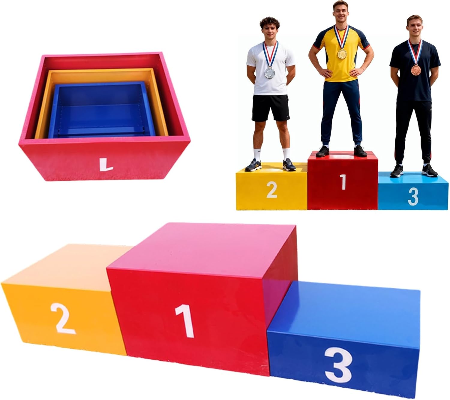 Competition Ranking Stand Amazon.com : 3 Pcs Stackable Winners Podium Heavy-Duty Metal First ...