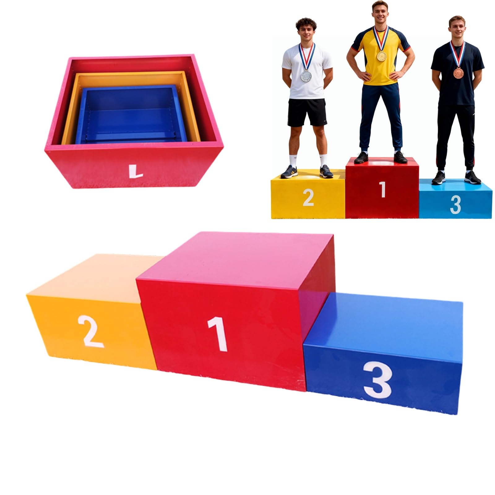 DUANHOZ Stackable Winners Podium Heavy-duty Metal Stand for Sports Competitions and Awards Ceremonies