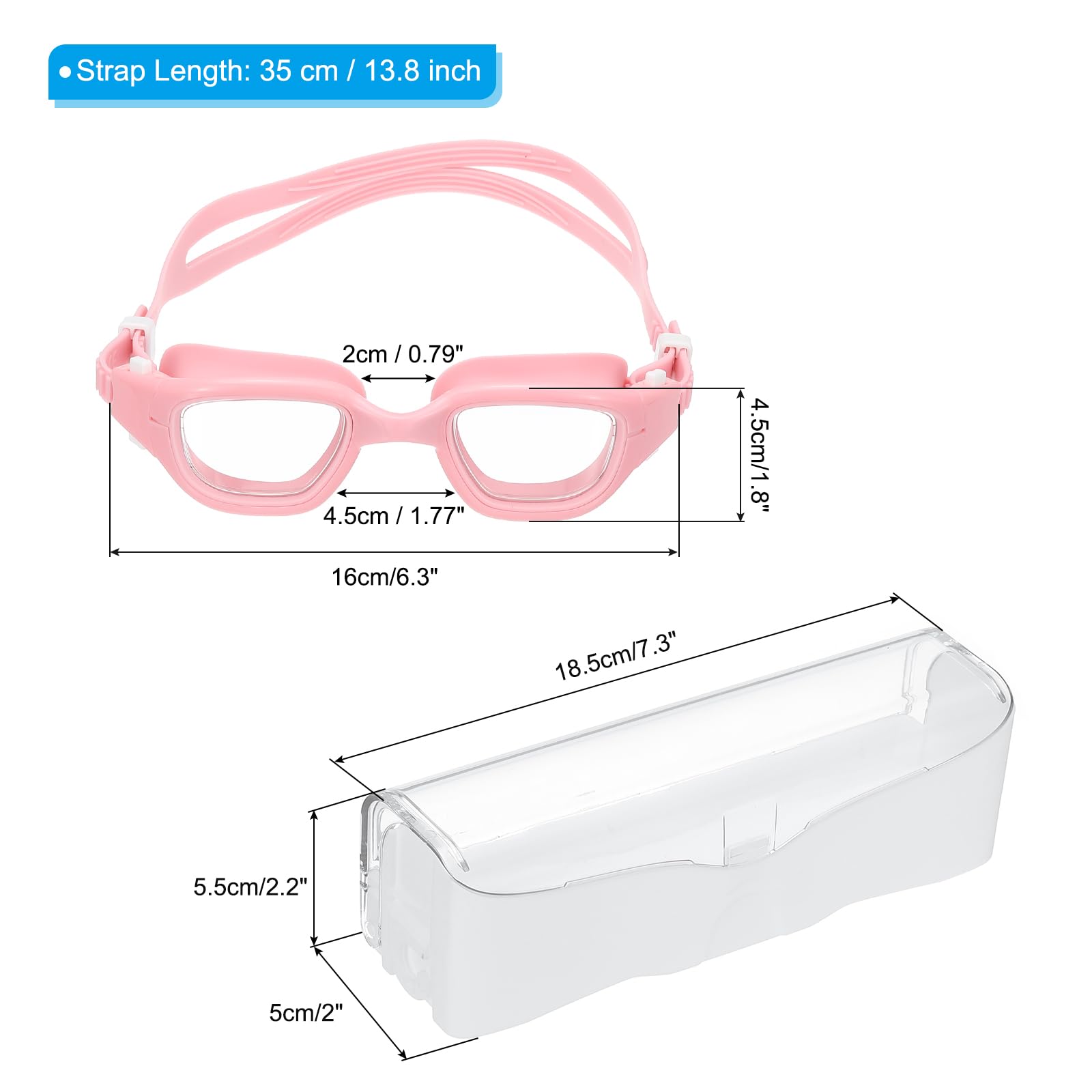 PATIKIL Swim Goggles Unisex, Pool Swimming Goggles Sun Rays Resistance No Leaking with Storage Box for Teenagers Pink - Image 2