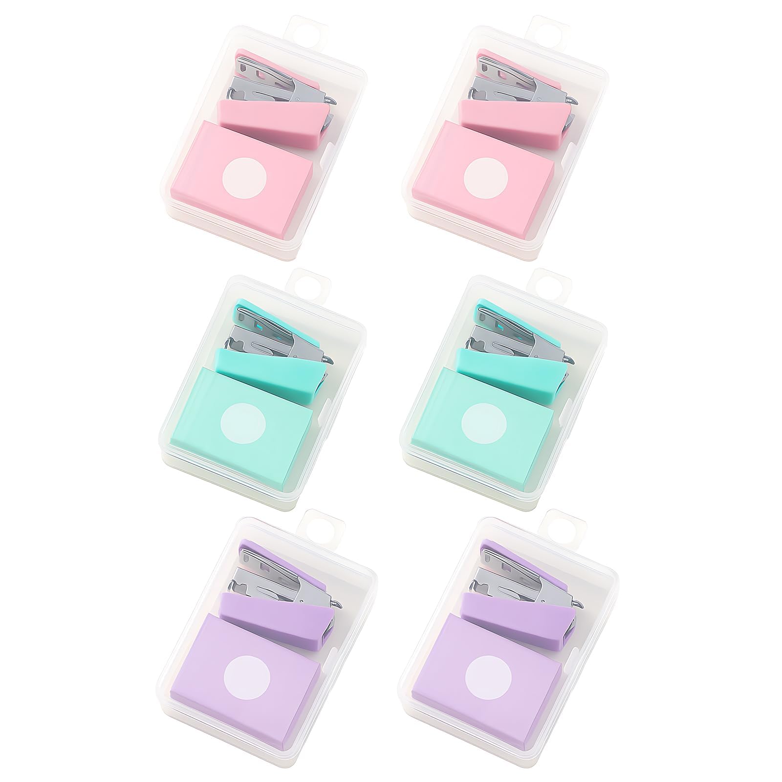 6 Pcs Mini Staplers with 2400 Standard Staples, Mini Stationery Set with Staples, Cute Desk Office Stapler, Compact Small Desktop Stapler for Office, Classroom, Home Use