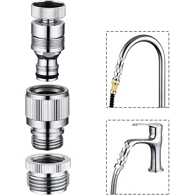 Kitchen Sink Faucet Quick Connector, Dishwasher Washer Snap Coupling Adapter, Faucet to Garden Hose Adapter for Bathroom Kitchen/Shower Hose/Garden Hose