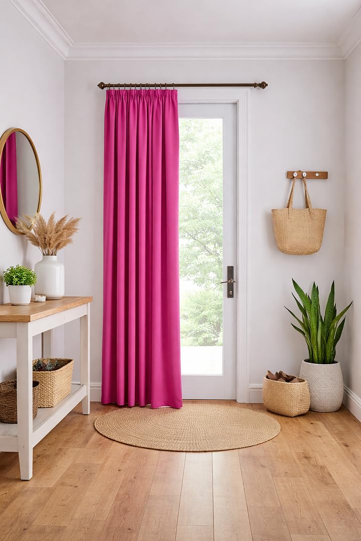 John Aird Blackout Curtains Pencil Pleat with Tie Backs (Fuchsia, W 66" x L 84" (1 Panel) Thermal Energy Saving Curtains for Bedroom & Living Room