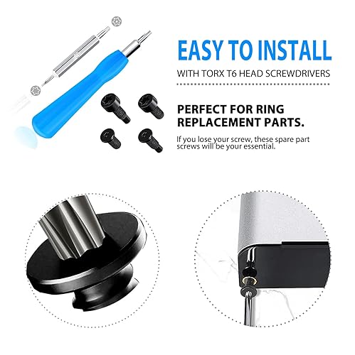 Miniatura 17 de Tornillos de repuesto para timbre – Destornillador naranja T6 T15 y + 20 tornillos para timbre de 2ª generación y Pro