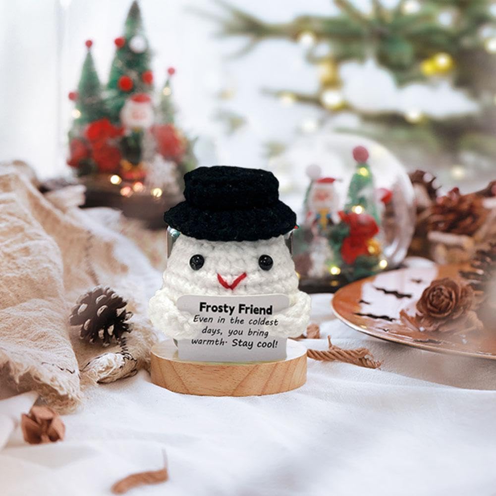 LQQDREX Santa Crocheted Potato, Mini Funny Positive Christmas Potato, Emotional Support Plush Potato Toys, Knitted Wool Christmas Doll with Positive Card for Cheer Up Gifts and Party Decorations