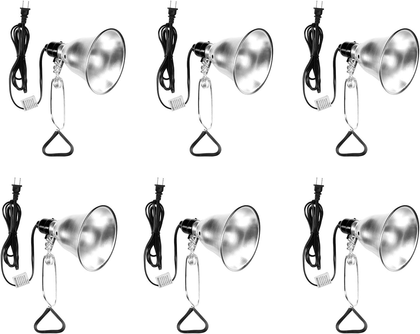 Simple Deluxe HIWKLTCLAMPLIGHTSX6V1 6-Pack Clamp Lamp Light with 5.5 Inch Aluminum Reflector up to 60 Watt E26 (no Bulb Included), 6 Feet Cord