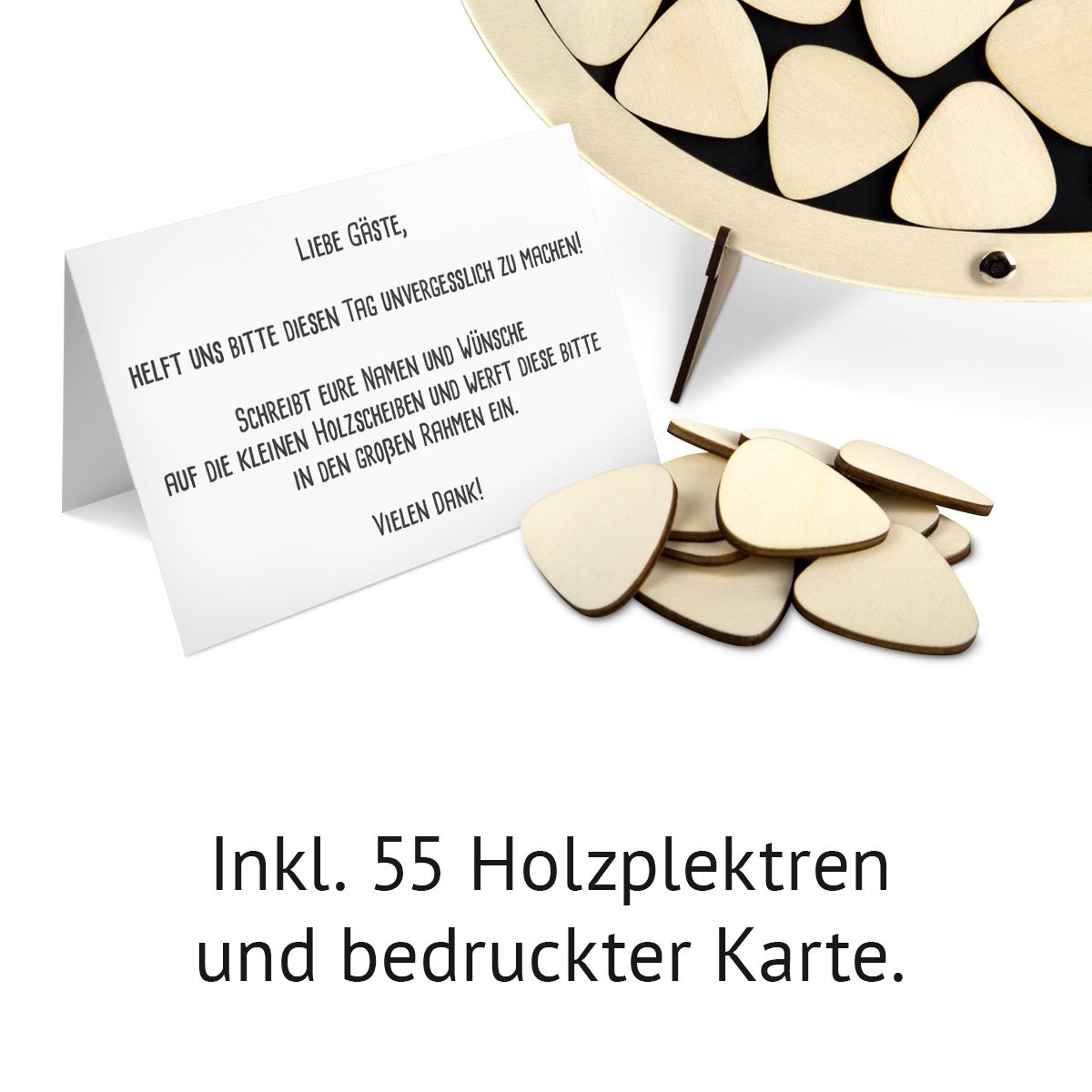 Gästebuch Alternative Hochzeit Geburtstag - Gitarre Anthrazit inkl. Holzplektren