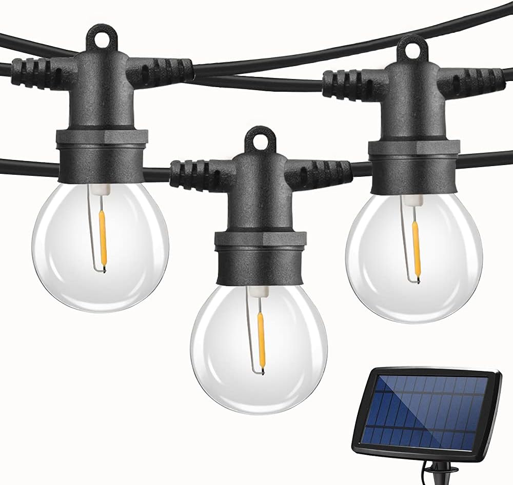 VMANOO Solar Outdoor String Lights 50Ft Globe Patio Lighting G40 LED