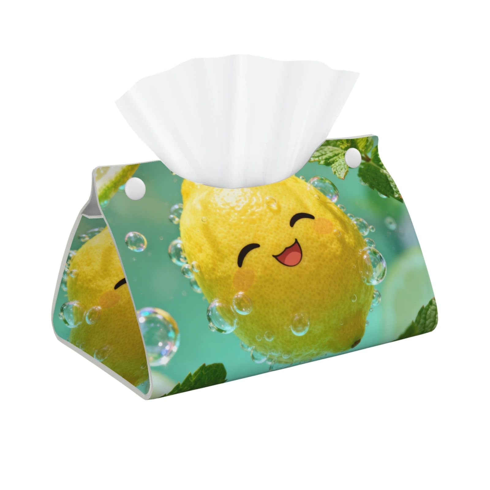 Lemon bubble bath Long Leather Tissue Box Cover-Waterproof PU Leather Tissue Holder for Bathroom, Decorative Rectangular Tissue Case