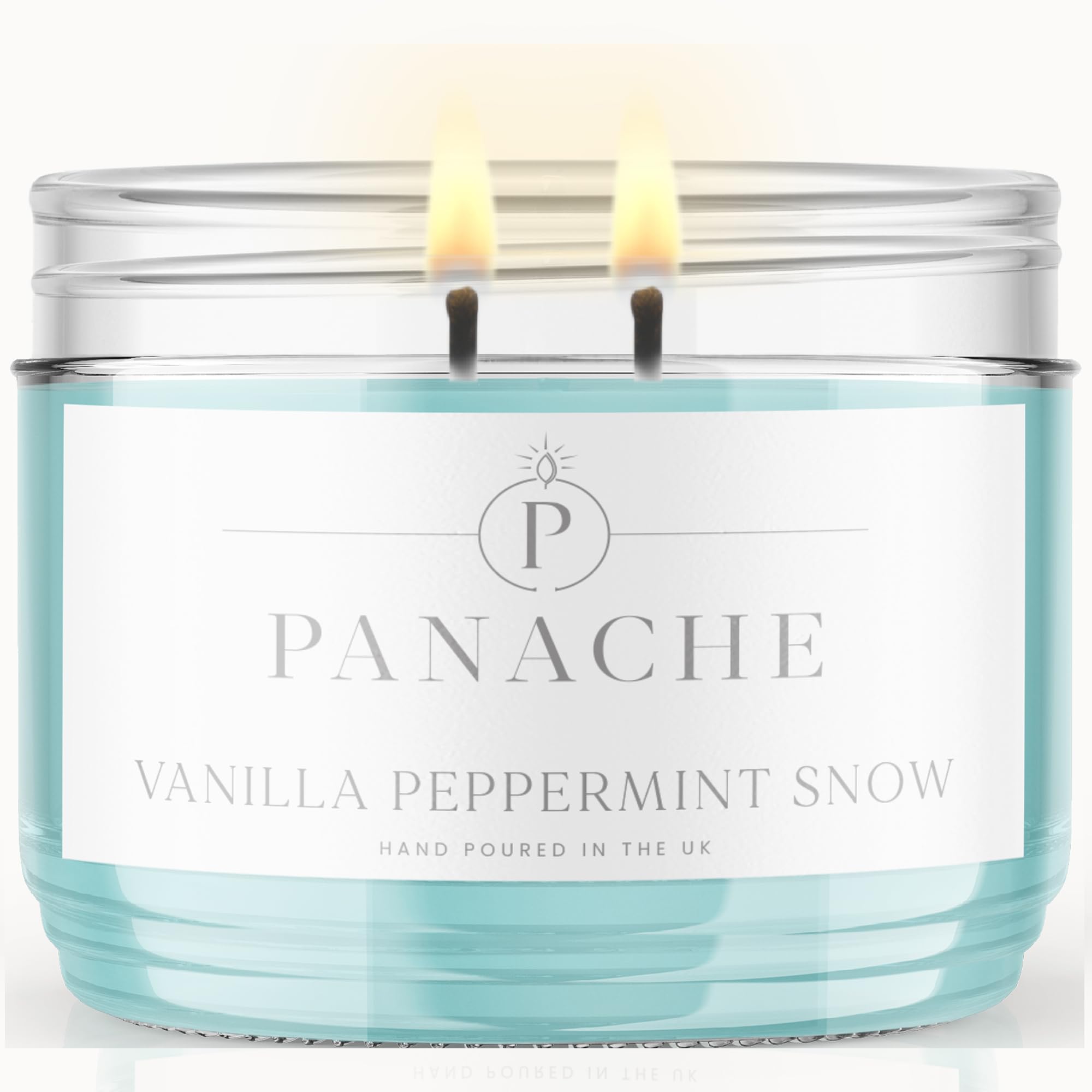Panache Double Wicked Scented Candles | Vanilla Peppermint Snow | 320 gram Jar Candle | Natural Soy Wax | 48 Hours Burn | Great Gift Set for Women