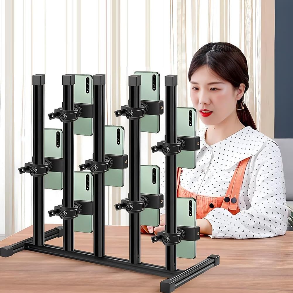 Soporte para teléfono móvil, soporte giratorio de 360° para transmisión en vivo, altura y ángulo ajustables, soporte para teléfono celular para uso en escritorio