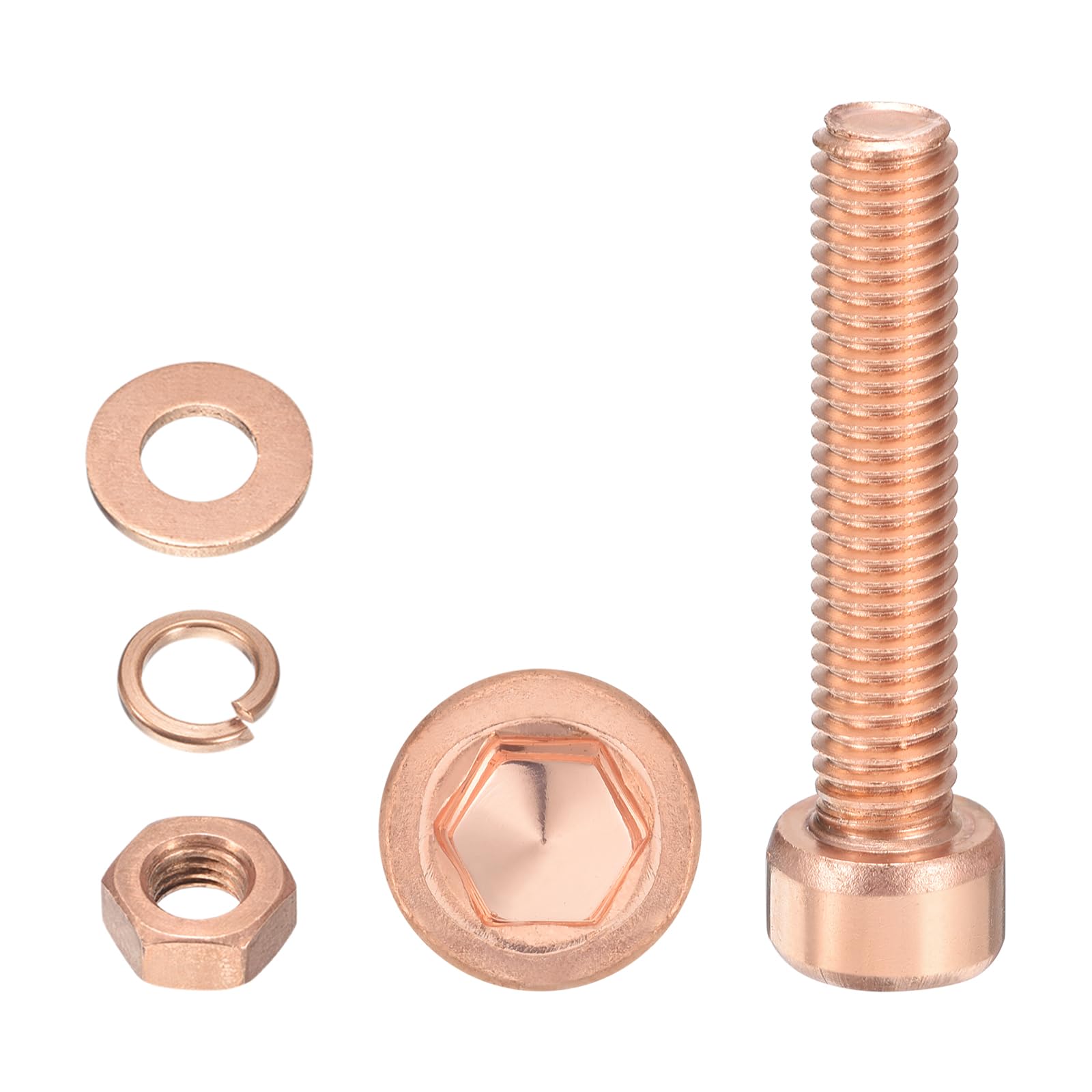 Kozelo 8pcs M8 Socket Head Cap Screws Bolts Nuts Assortment Kit - [M8-1.25x40mm] Red Copper Fully Threaded Hex Screw for 3D Printer Use