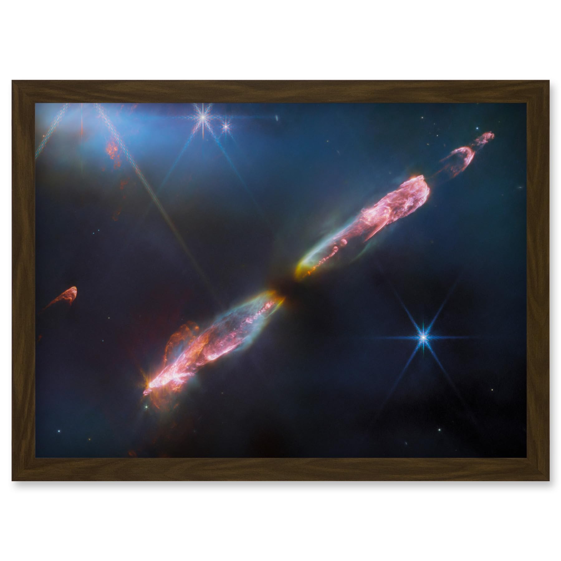 Artery8 NASA James Webb Telescope Infrared Image Supersonic Outflow of Young Star Space Bipolar Jet from Central Protostar Herbig-Haro 211 Stellar Birth Artwork Framed A3 Wall Art Print
