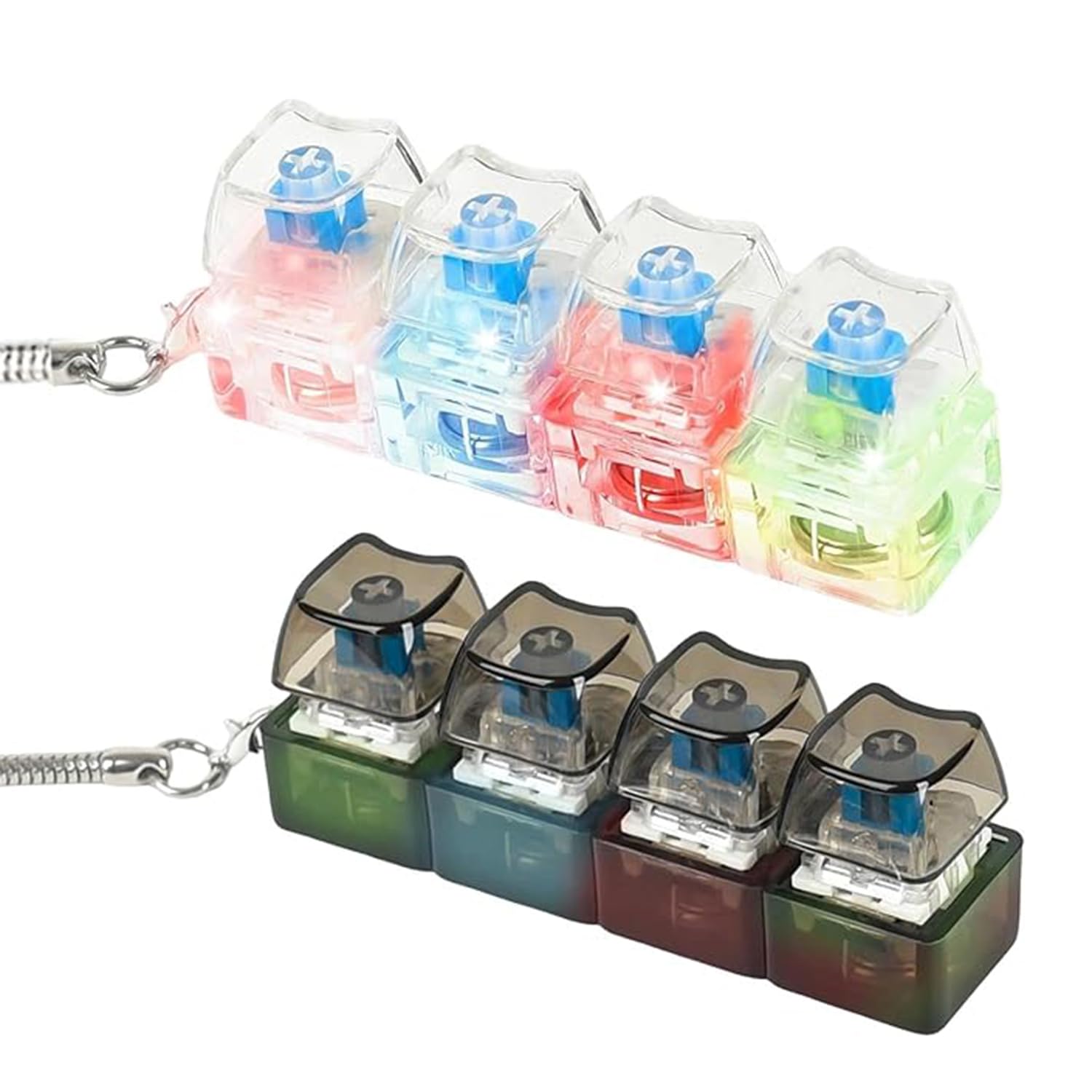 Fidget Keyboard Clicker for Teens & Adults, Light Up Stress Relief Fidget Toy with Satisfying Click, Portable Anxiety Relief Fidget Keyboard for Office, Travel, ADHD & Focus