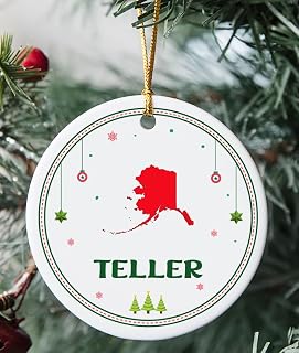 Teller AK Ornament for Christmas Tree Decorations City Travel Souvenir Gifts for Family - Housewarming Gift Teller Alaska Ornament 3 Inch Plastic