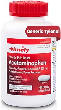 TIME-CAP LABS, INC. Timely Acetaminophen 650 MG - 400 Caplets - Extended Release - Joint Pain Relief, Pain Reliever & Arthritis Pain Relief