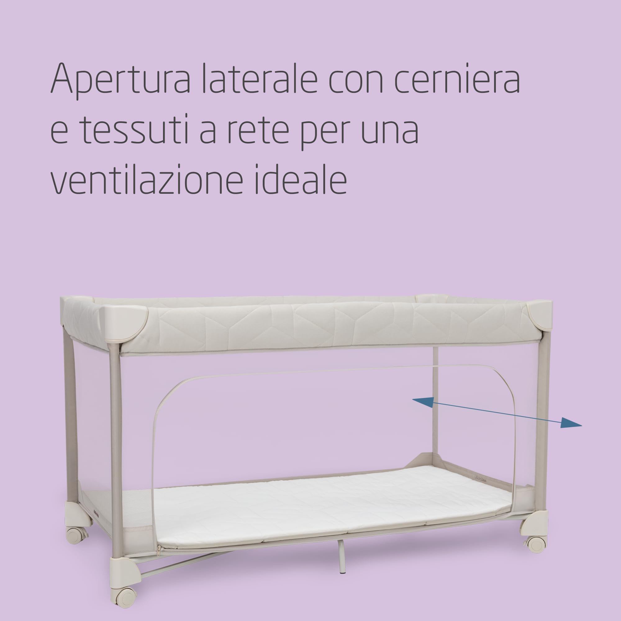 Maxi-Cosi Merlin, 2 in 1 Culla da Campeggio Neonato & Area Giochi, 0-4 Anni, 0-18 kg, Lettino da Viaggio Bambini, Chiusura in 1 Secondo, Materasso 120x60 cm, Finestra Laterale, Elegance Beige