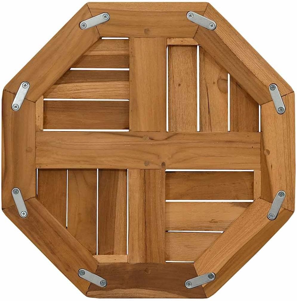 Octagonal Solid Teak Table Top 15.7x15.7x1 in, Smooth Sanded Butcher Block Countertop for Compact Kitchen Island, RV Dining, Patio Bistro, Indoor/Outdoor Brown