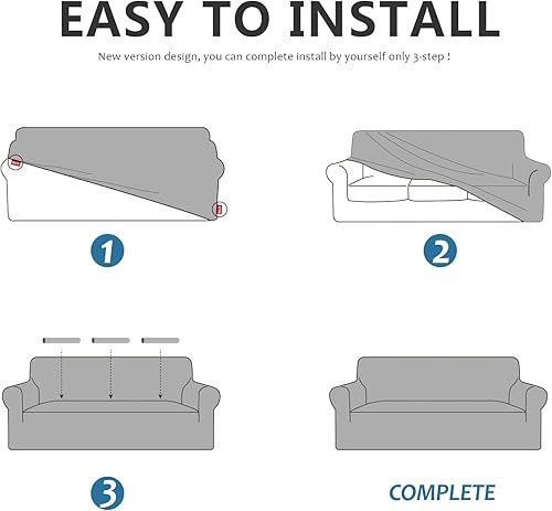 Miniatura 5 de molasofa Fundas de sofá para decoración del hogar, fundas suaves de 3 cojines para sofá de elastano similar al cuero, funda de sofá de 1 pieza para