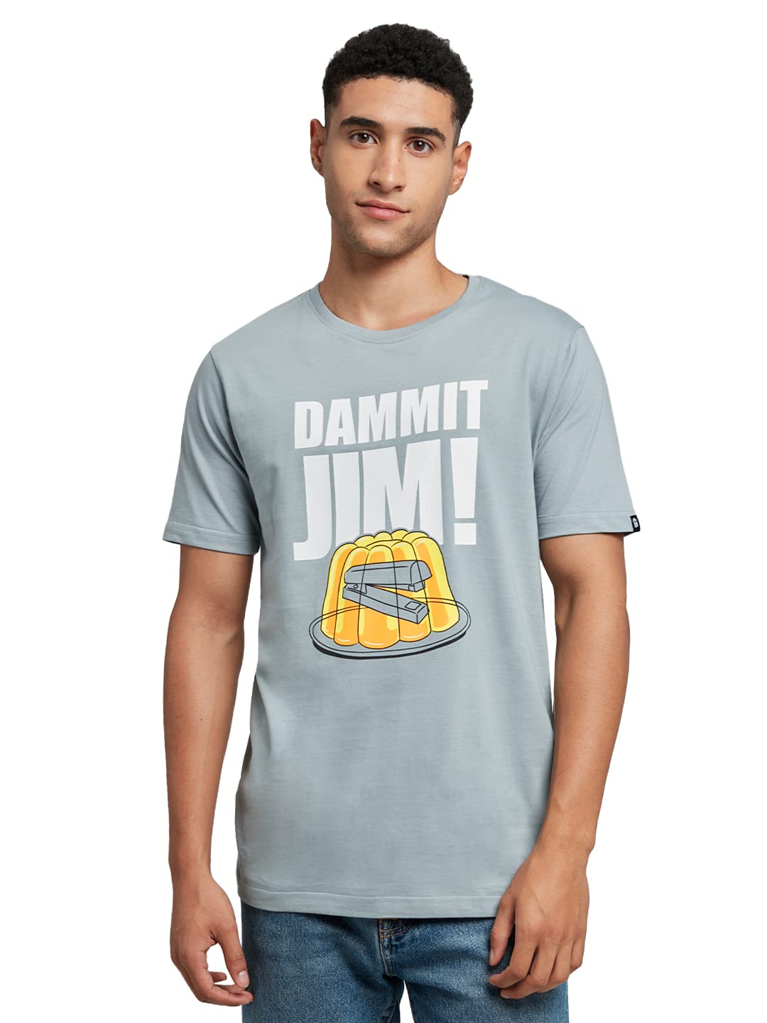 The Souled Store Official Men The Office: Dammit Jim Grey Printed T-Shirts