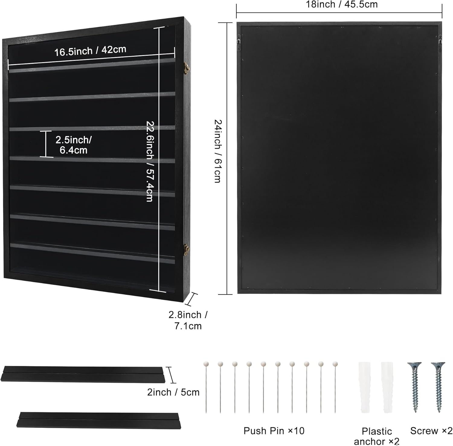 18*24 Large Black Shadow Box Frame with Removable Shelves,Shadow Boxes Display Cases for Small collectables，Deep Memory Box Display Case Trinket Shelf for Collection，Coins，Miniatures Figures