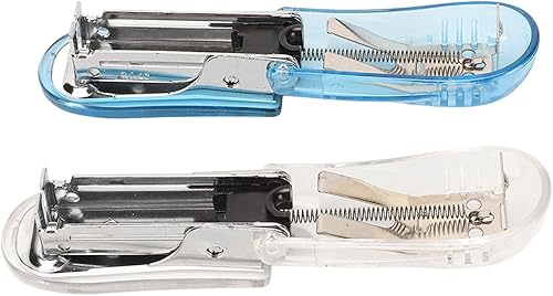 Miniatura 6 de Engrapadora de mano, grapadora pequeña, fácil de usar, práctica y duradera, 2 piezas para oficina (blanco y azul)