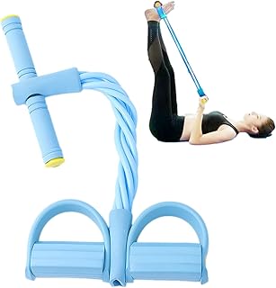 ペダルテンションプルロープ - ハンドル付き 6 チューブ フィットネス エクササイザー バンド - 腹部抵抗運動器、ペダルプーラー、4チューブヨガ腹筋運動器具、スリムレッグ＆腹筋マジックツール、伸縮ロープベルト多機能ストレッチ抵抗バンド、腰、肩用