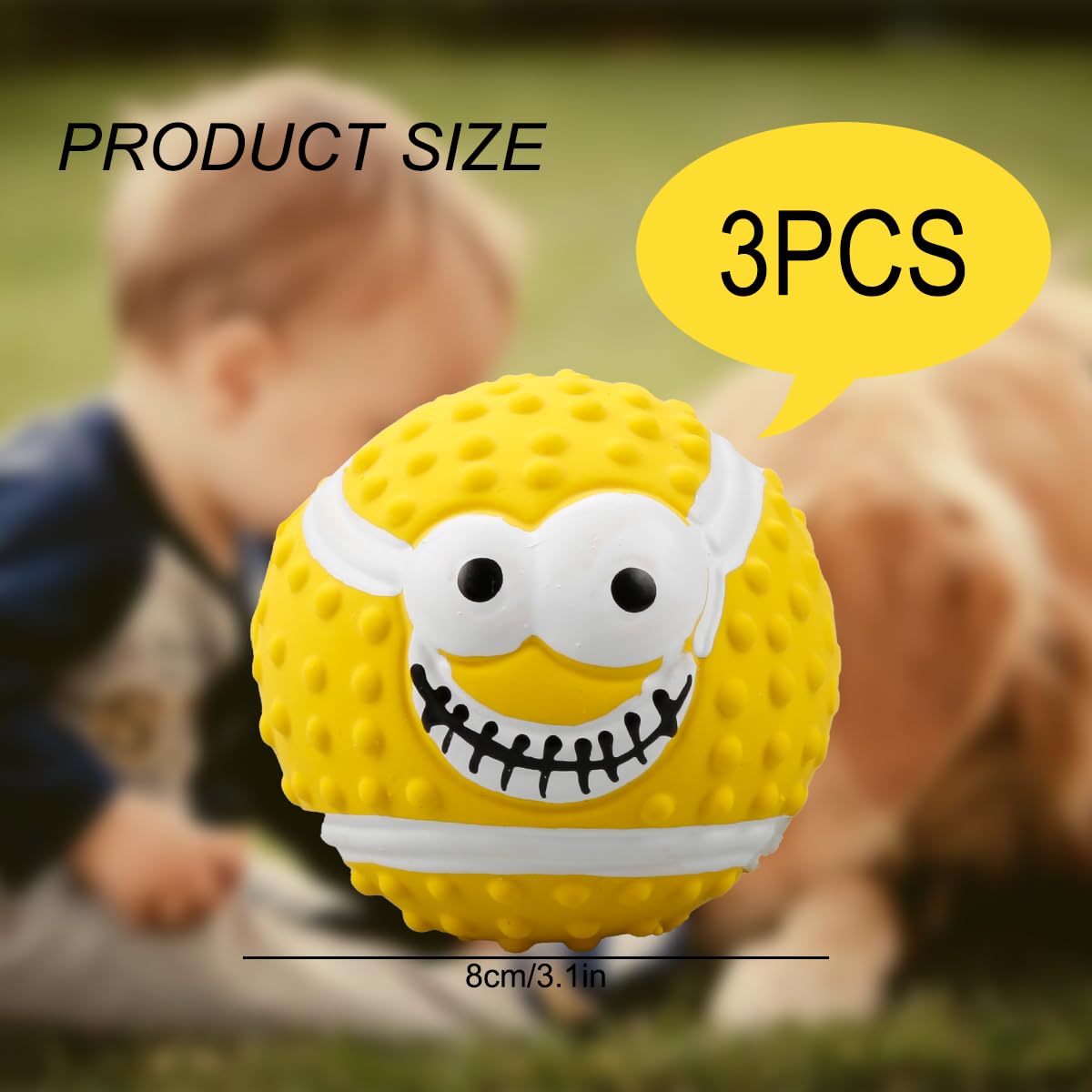 GLADFRESIT 3 Pcs Squeaky Dog Ball, Latex Rubber Dog Squeak Toys - Image 2