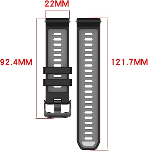 MOTONG Compatible with Garmin Garmin Forerunner 970 Replacement Band - 22mm Repalcement Silicone Wrist Watch Strap Band Compatible with Garmin Forerunner 970/570 47mm(Black + Grey)