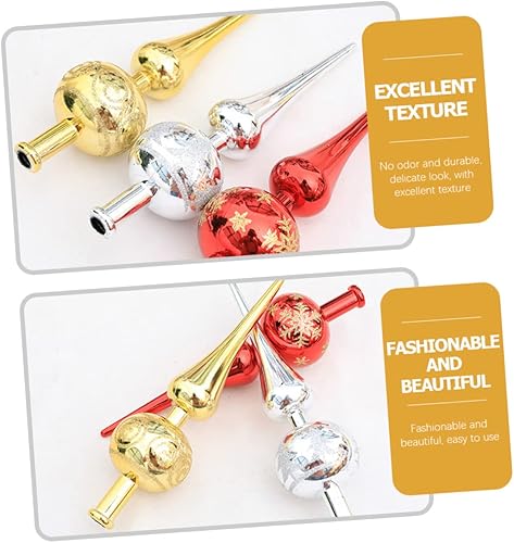 Miniatura 9 de BESTOYARD 15 piezas de árbol de Navidad, estrella de árbol de Navidad, decoración de árbol de Navidad plateada, decoración de metal, diseño de bola