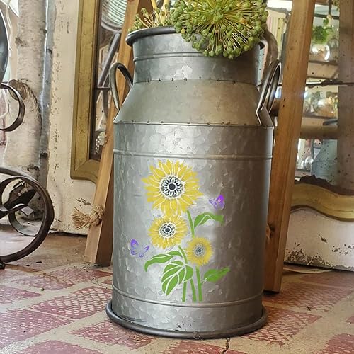 Miniatura 4 de DLY LIFESTYLE Plantilla grande de girasol para pintar sobre madera (12 x 17 pulgadas), plantillas florales bohemias para manualidades, reutilizables
