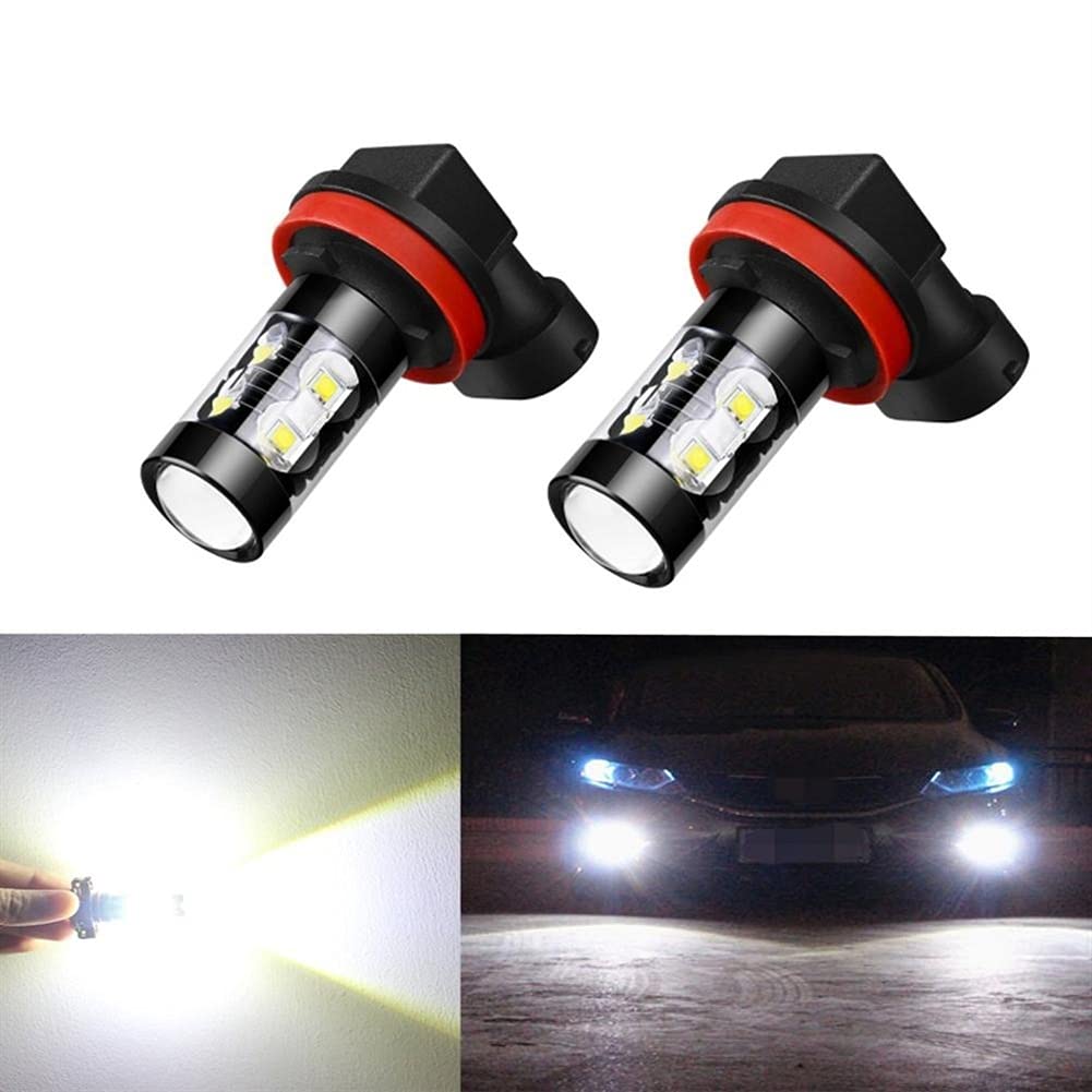 Żarówka ledowa H8 H11 Żarówki LED HB4 9006 HB3 9005 Światła przeciwmgielne 2835 SMD Lampa tylna Lampa samochodowa Parking 1250LM 12V - 24 V Auto 6000K Biały (Color : 8000K White Blue, Size : H8)