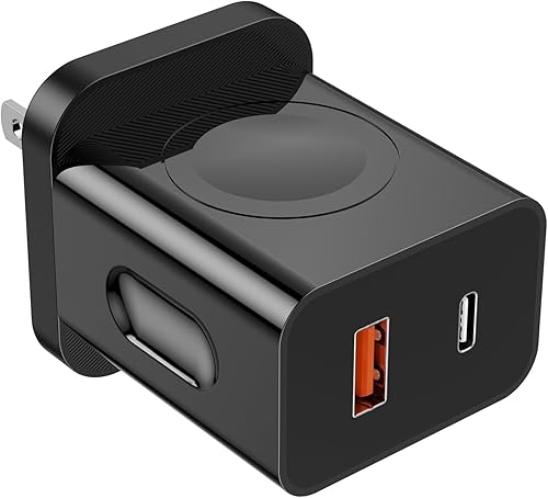 Miniatura 2 de QTHN Cargador de 20 W para Apple Watch, PD 3 en 1, cargador rápido portátil con carga inalámbrica magnética, doble puerto USB C, bloque de cargador