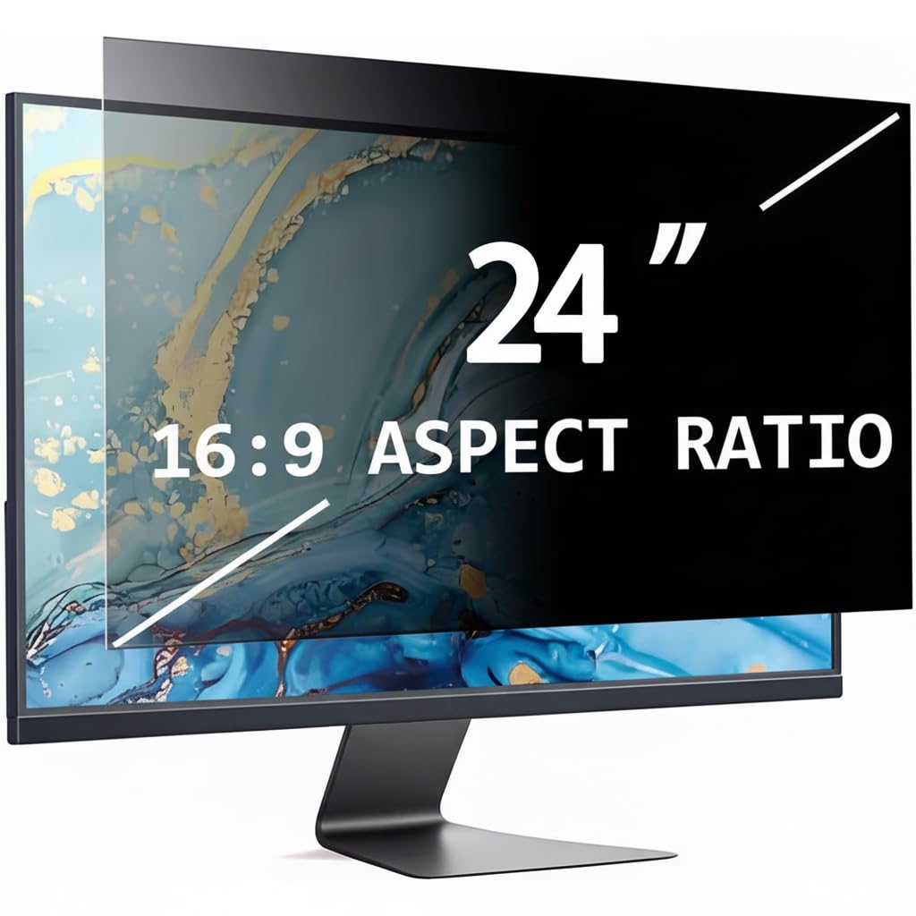 Filtro de Privacidad para Monitor de Ordenador de 24 Pulgadas 16:9, Anti Luz Azul y Antideslumbrante, Filtro de Pantalla Desmontable de Protección Visual