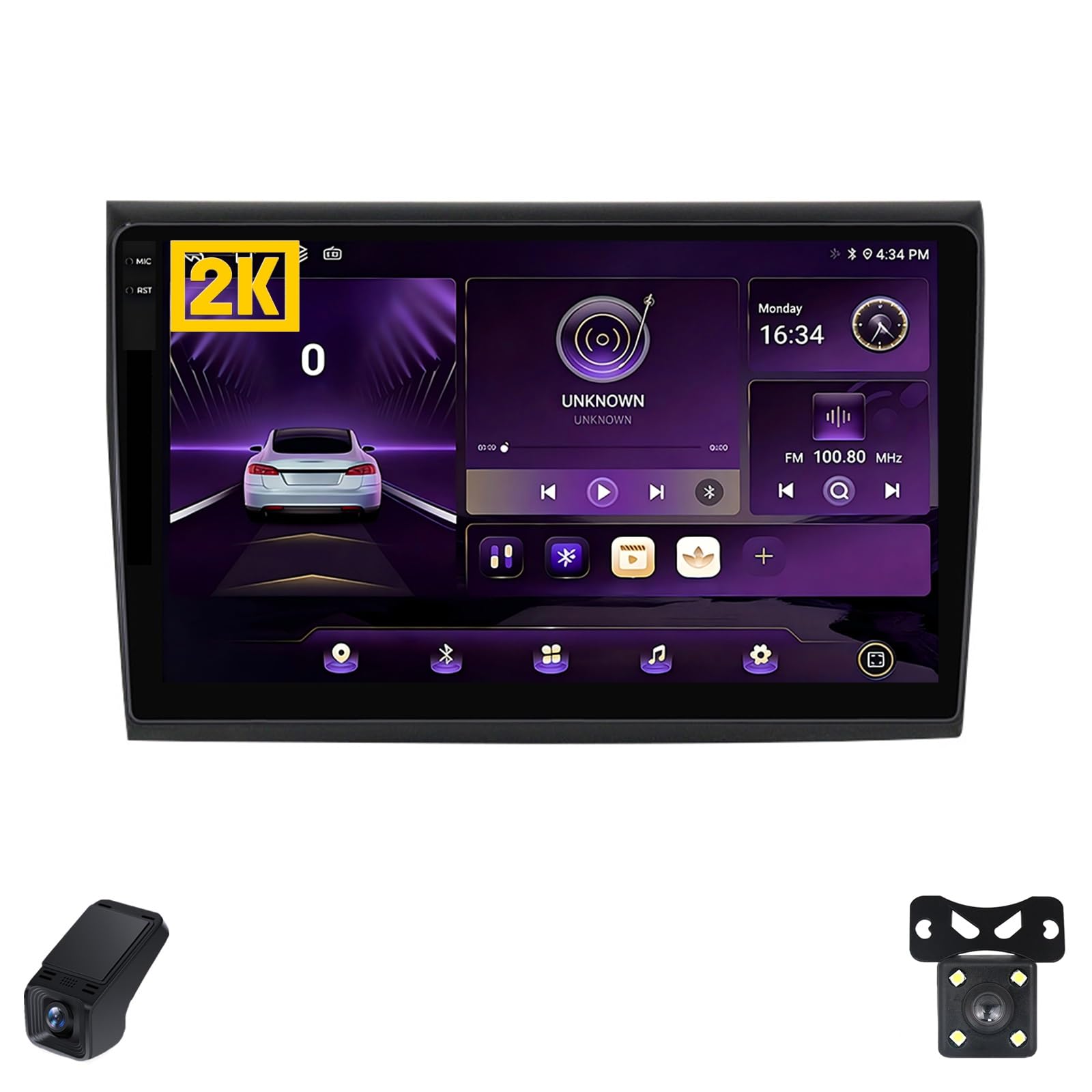 2K Radio Samochodowe dla Fiat Ducate 2006-2016 Ekran Dotykowy QLED Android 13 9-Inch/Bezprzewodowe CarPlay/Android Auto/WiFi/FM AM RDS Radio/GPS/Bluetooth/Kamera Cofania/ADAS DVR(A,M400S 2K)