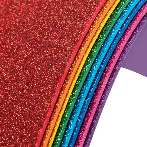 8 Pack Glitter Foam Sheets Craft 8 x 12 inch (Rainbow)